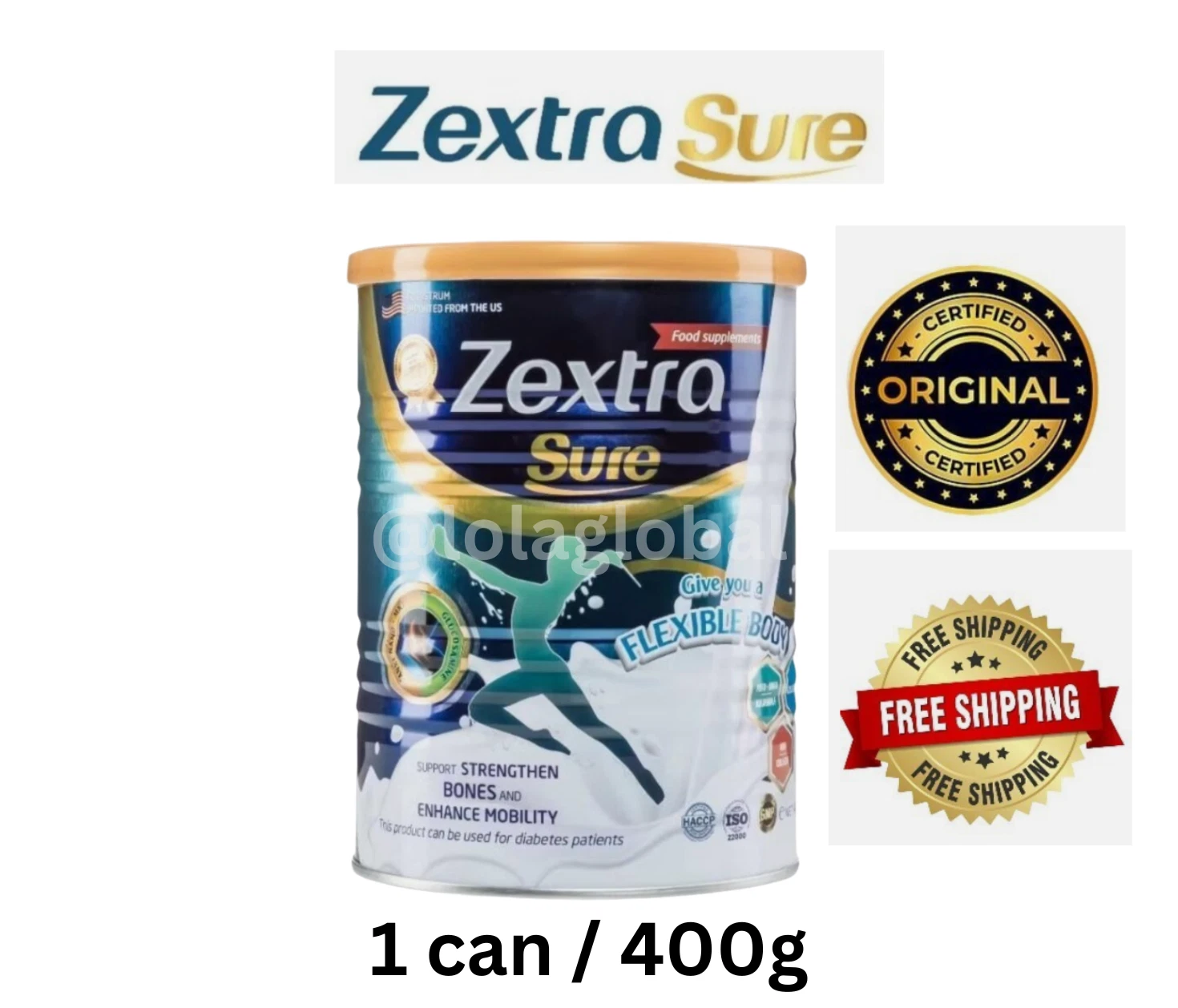 1X Zextra Sure Milk 400g For Knee, Back Pain, Strengthen Bone + FREE SHIP