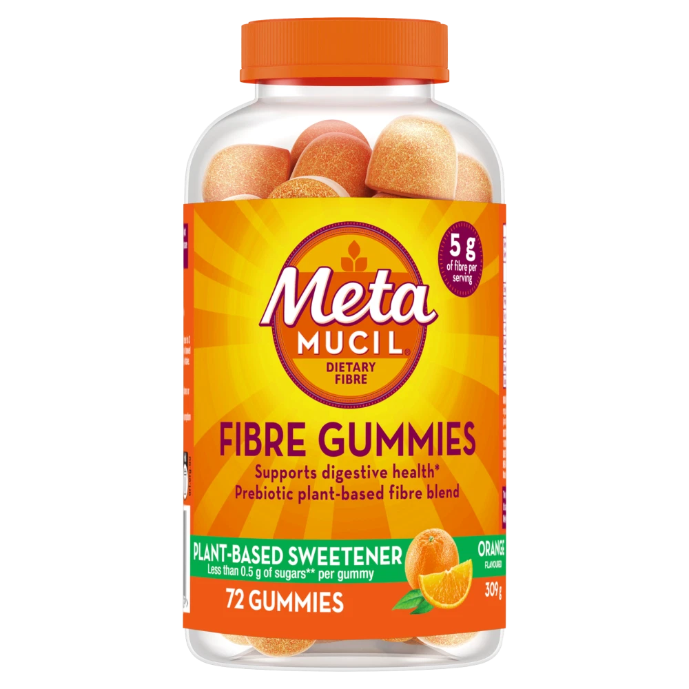 Metamucil Fibre Gummies 72 Pack - Orange Flavour Supports Digestive Health