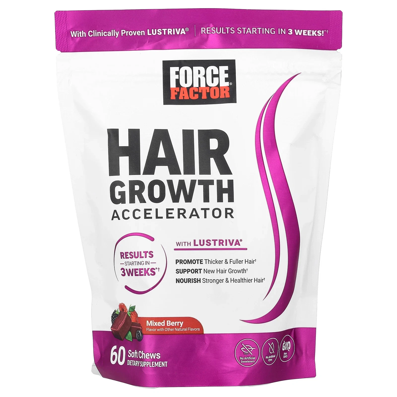 Hair Growth Accelerator, Mixed Berry, 60 Soft Chews