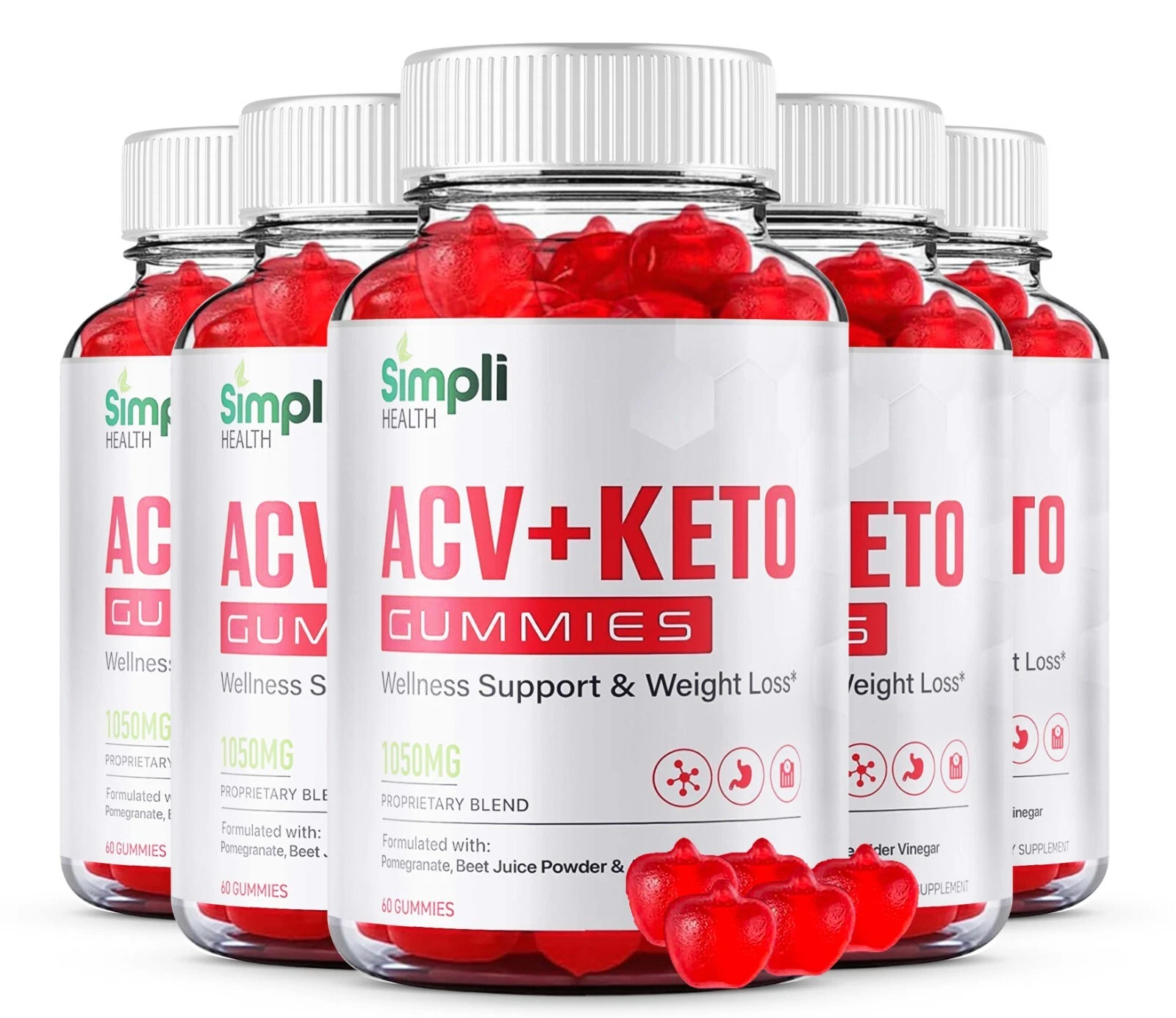 Simpli Health ACV Keto Chew Gummies Weight Loss Supplement (300 Gummies) 5-Pack
