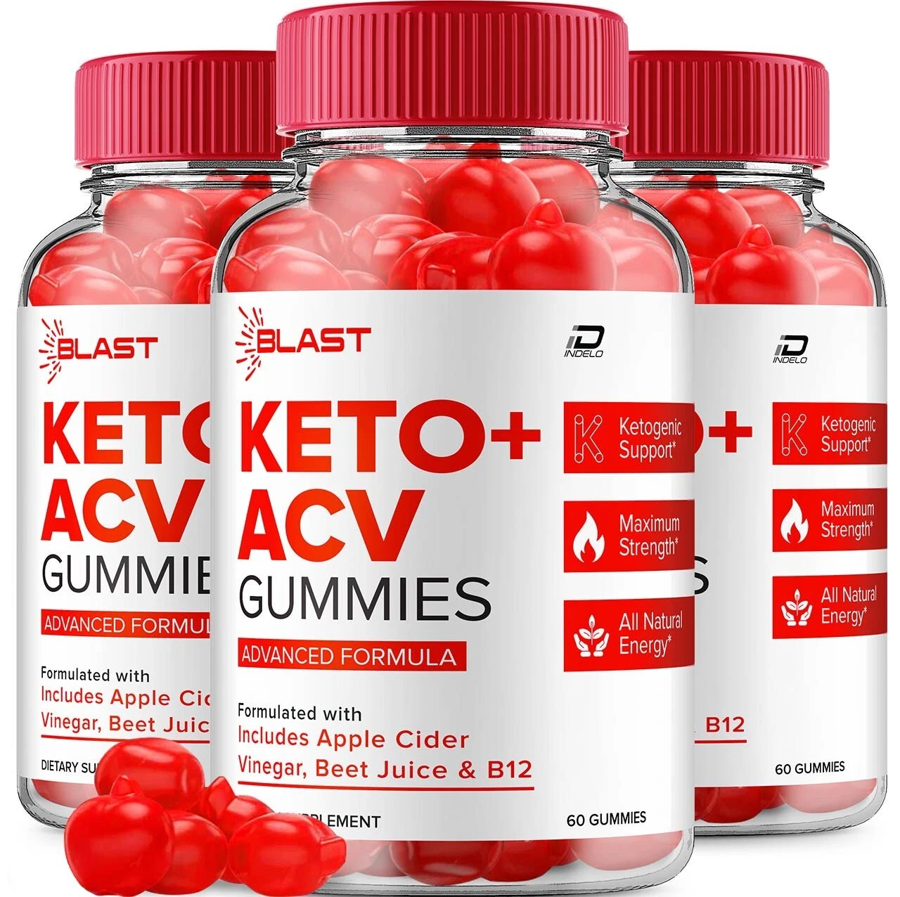 (3 Pack) Blast Keto ACV Gummies Supplement – Blast Apple Cider Vinegar 1000MG