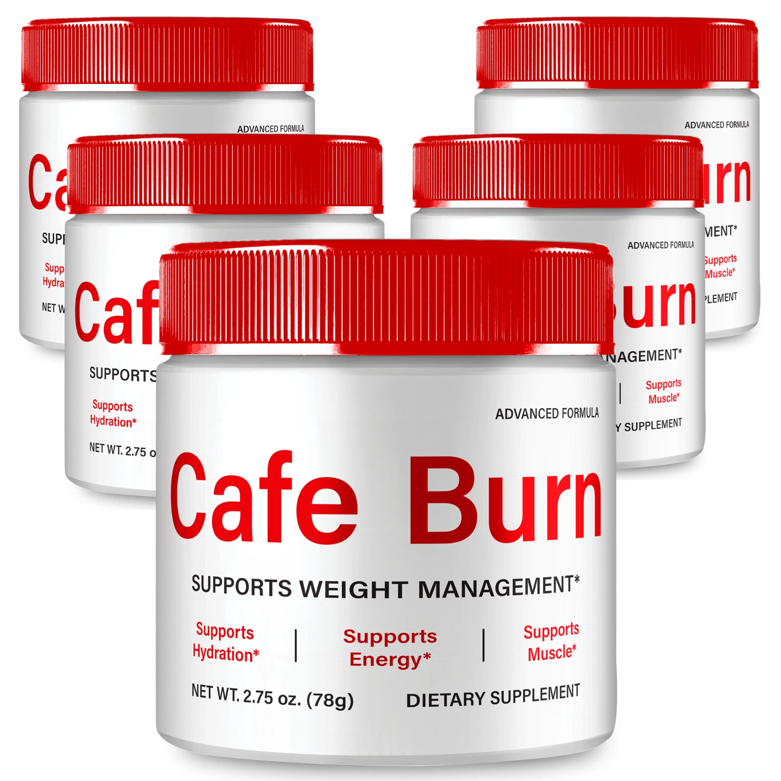 (5 Pack) Cafe Burn Powder, Advanced CafeBurn for Fat Burning and Weight Loss