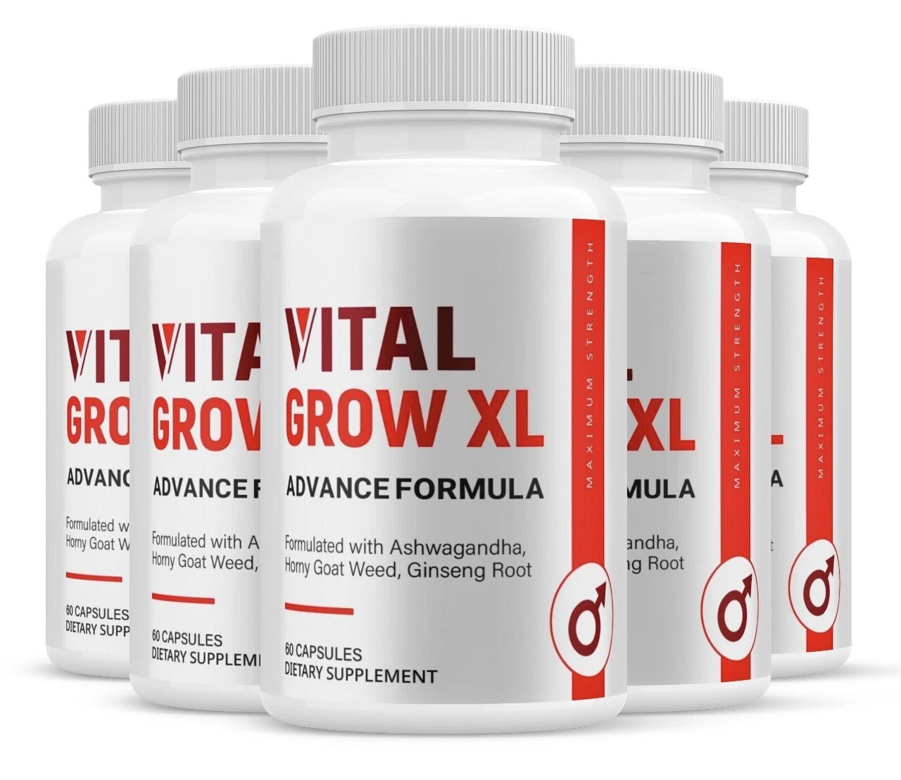 (5 Pack) Vital Grow XL Capsules Male Supplement for Stamina Men (300 Capsules)