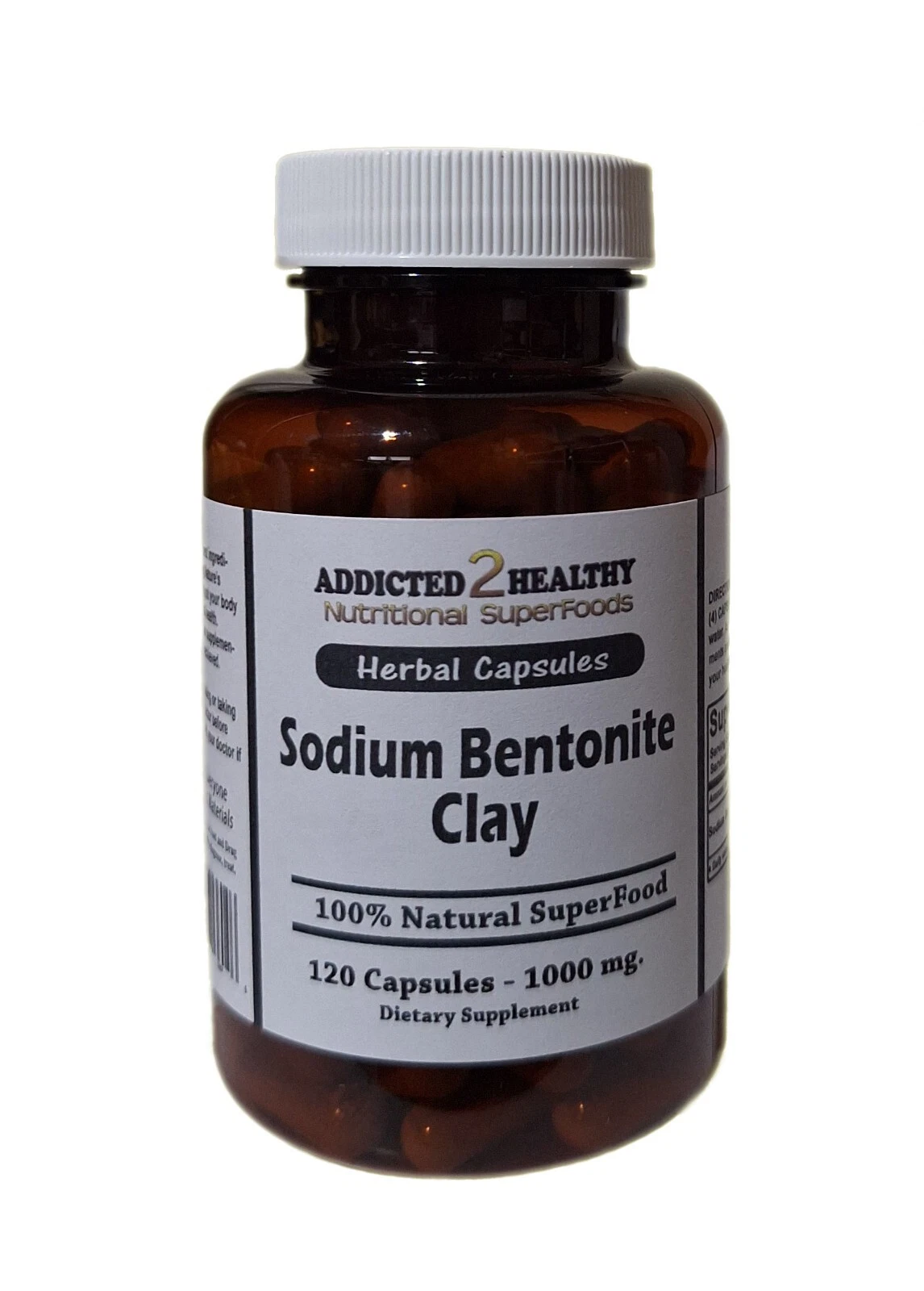 120 Sodium Bentonite Clay Capsules 1000 mg - Natural Herbal Detox