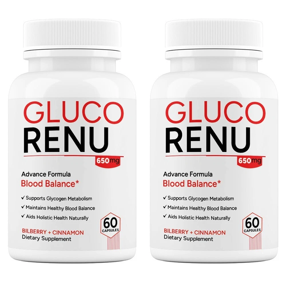 Gluco Renu Blood Sugar Balance Support, Advanced Blood Health Capsules (2 Pack)