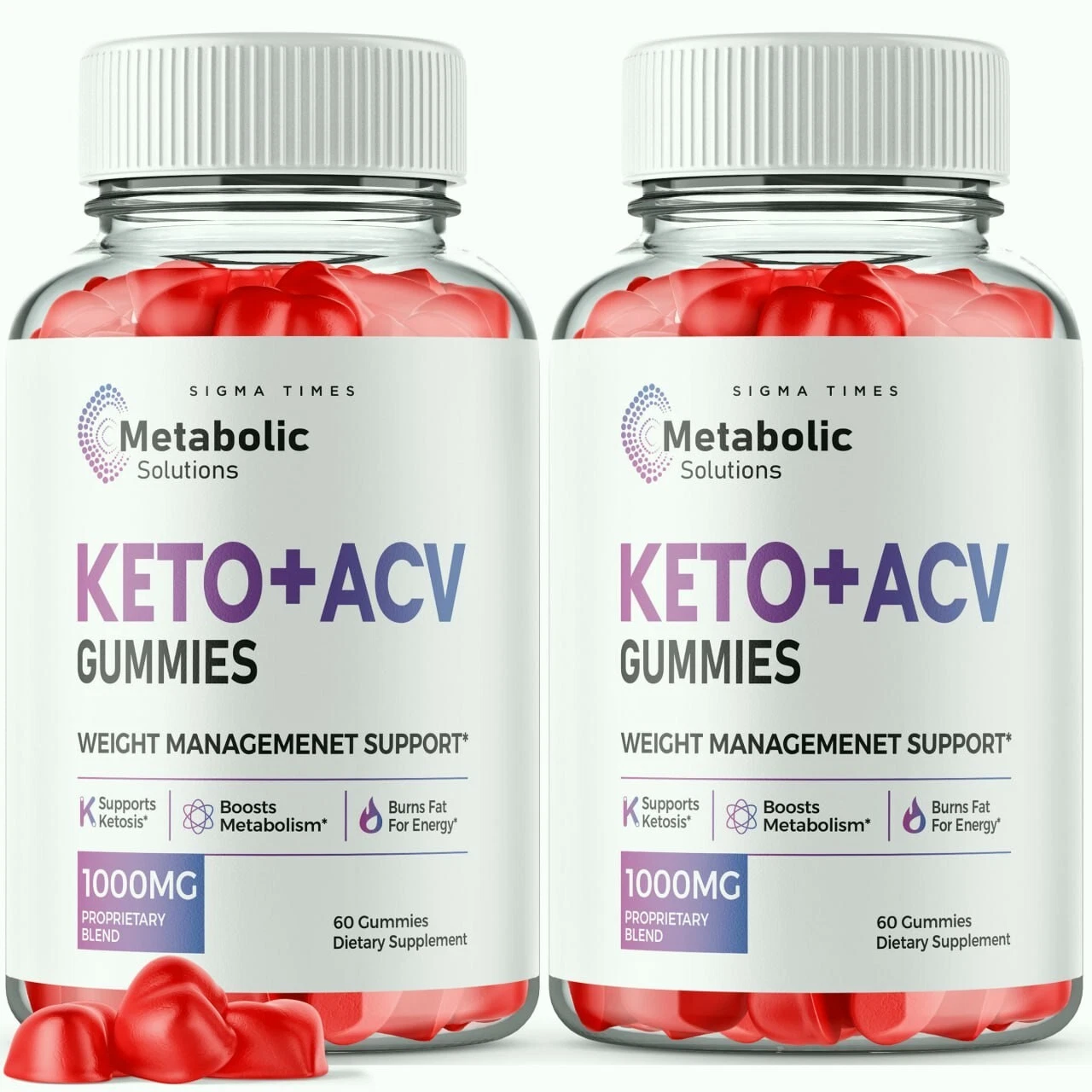 (2 Pack) Metabolic Solutions Keto + ACV Gummies for Burning Fat for Energy
