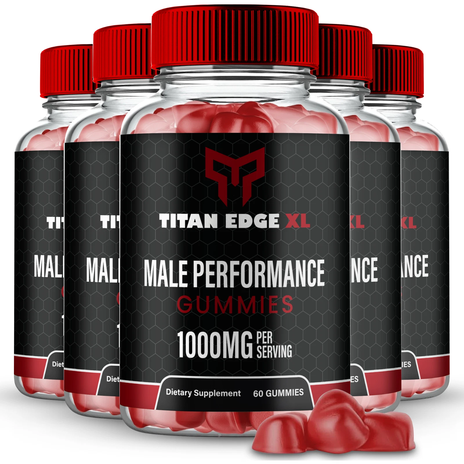(5 Pack) Titan Edge XL Men Gummies, TitanEdgeXL Maximum Strength Male Gummies