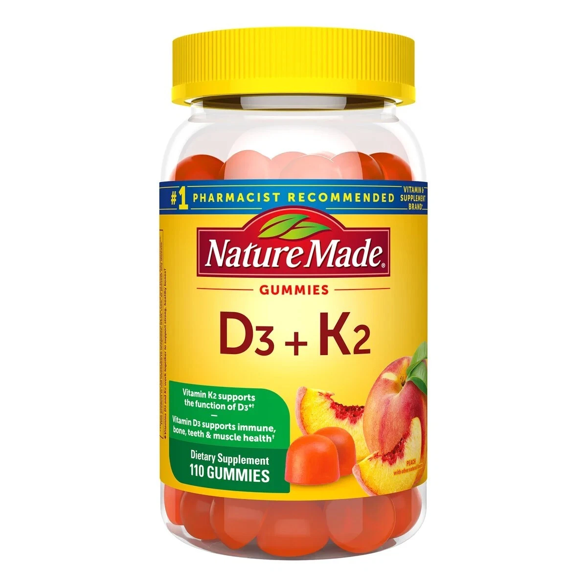 Nature Made D3 + K2 Gummies, 110 Gummies - EXP 06/2026 New - Free Shipping!