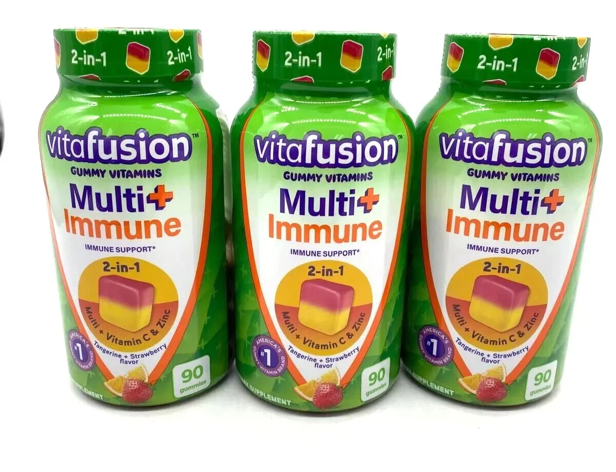 Lot of 6-Vitafusion 2-in-1 Multi+Immune 90 Each + Vitamin C & Zinc BB 3/25