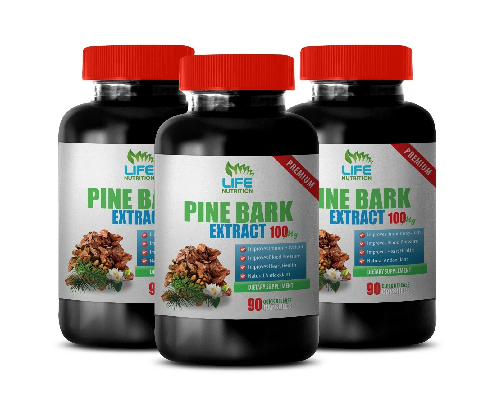 heart health awareness - PINE BARK EXTRACT - antioxidant natural 3 BOTTLE