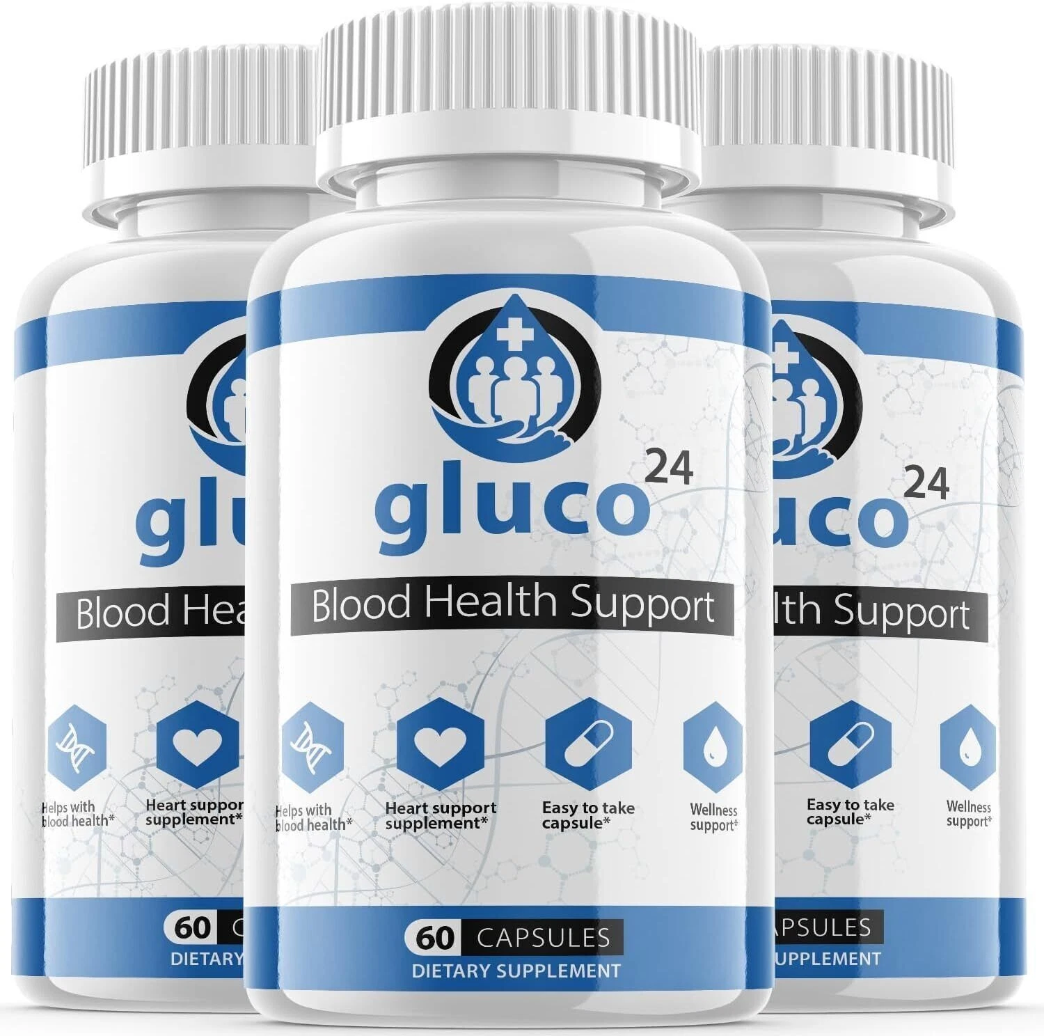 (3 Pack) Gluco 24 Blood Sugar Support, Gluco24 Blood Sugar Pills (180 Capsules)