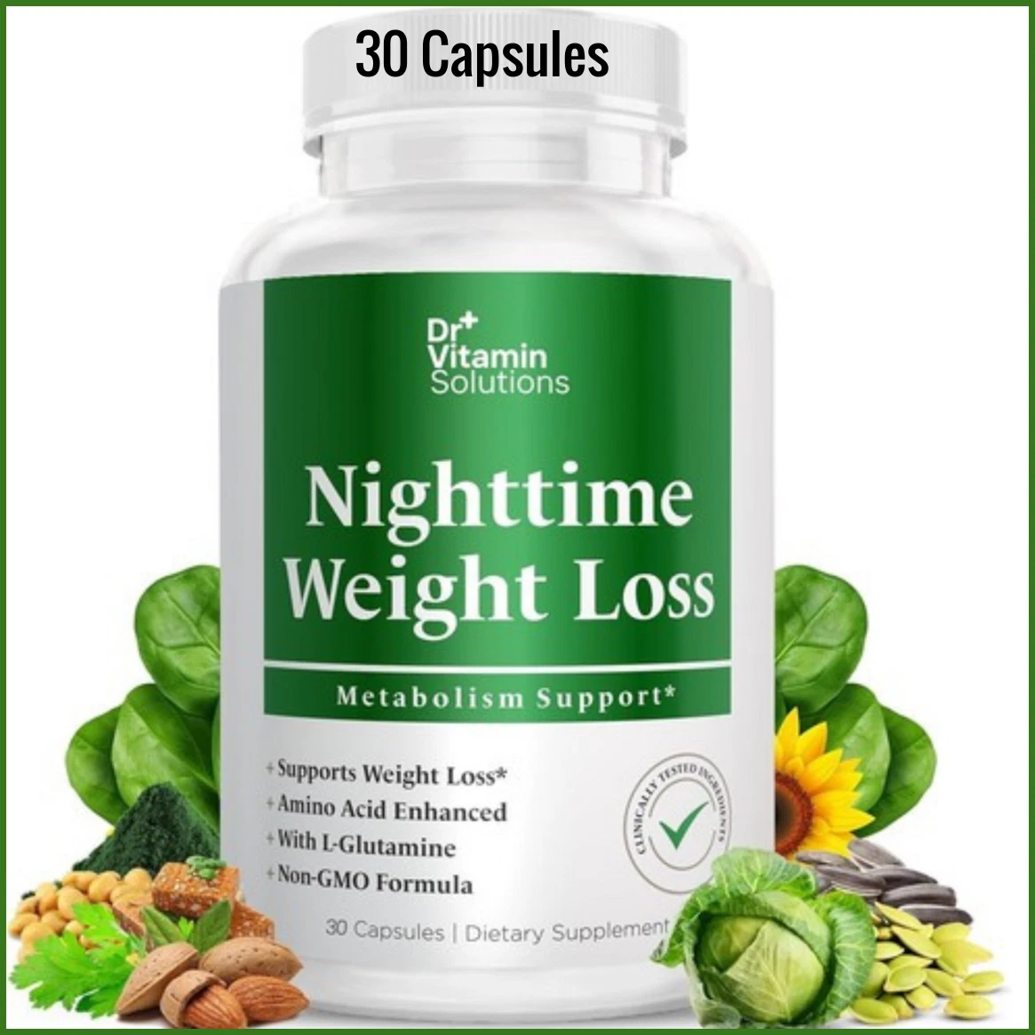 Nighttime Fat Burner Supplement Appetite Suppressant for Weight Loss 30 Capsules