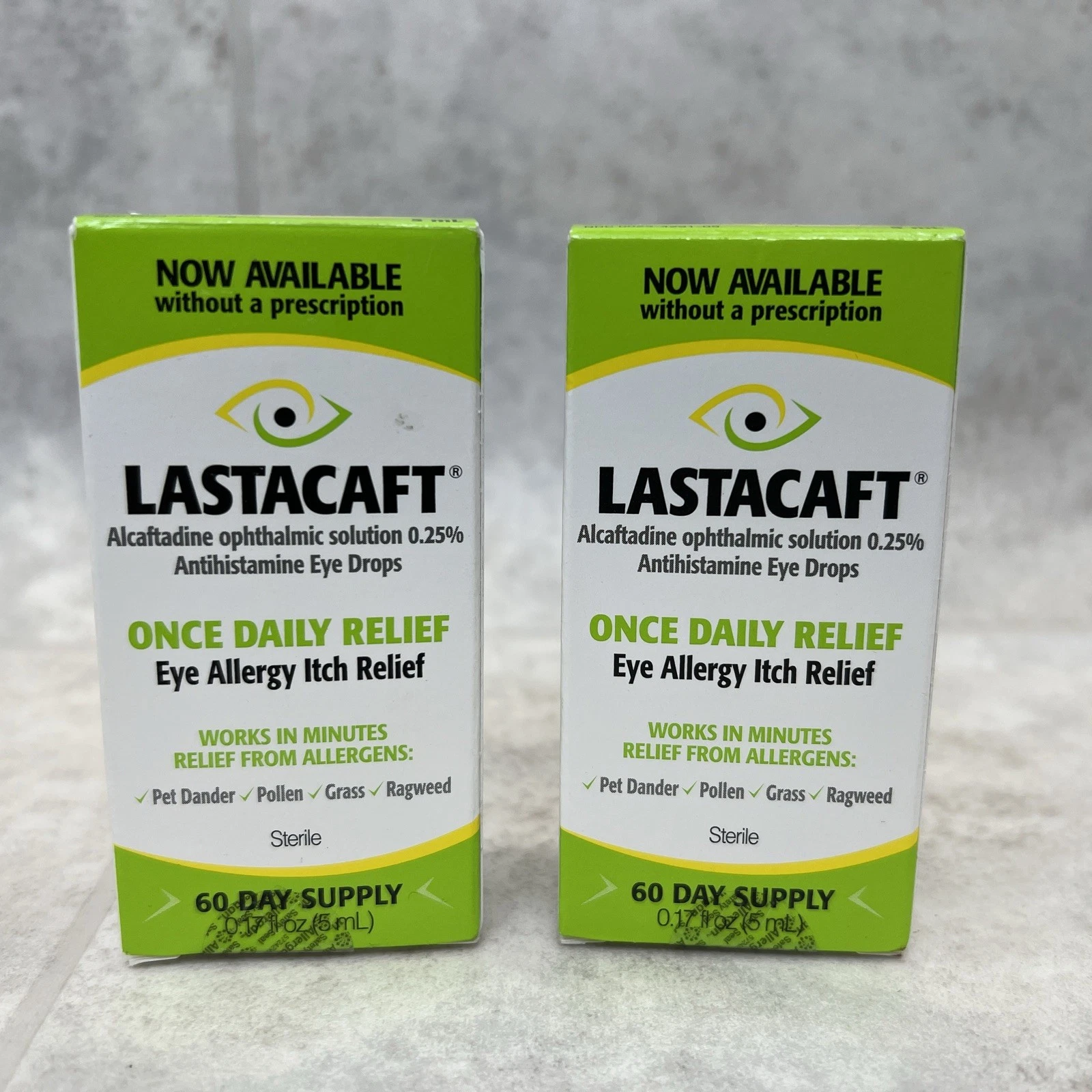 2 Pack! Lastacaft Once Daily Eye Allergy Itch Relief Drops 5ml Expires 10/2025