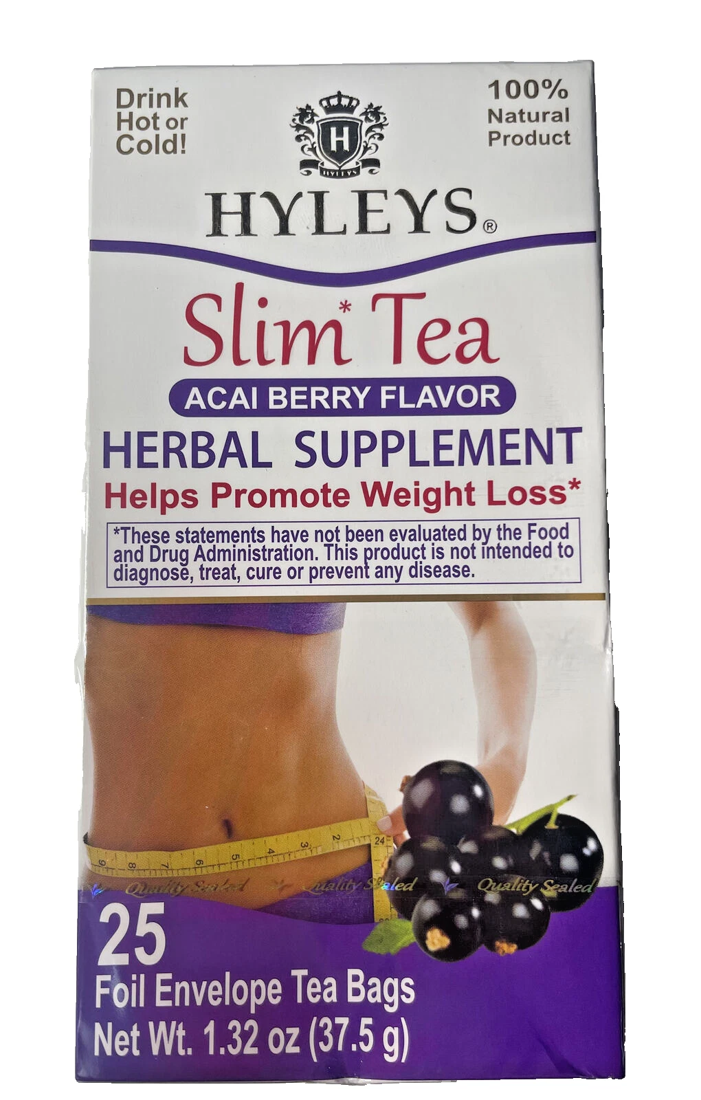 2- Hyleys Slim Tea Acai Berry Weight Loss Herbal Supplement Cleanse & Detox 50ct