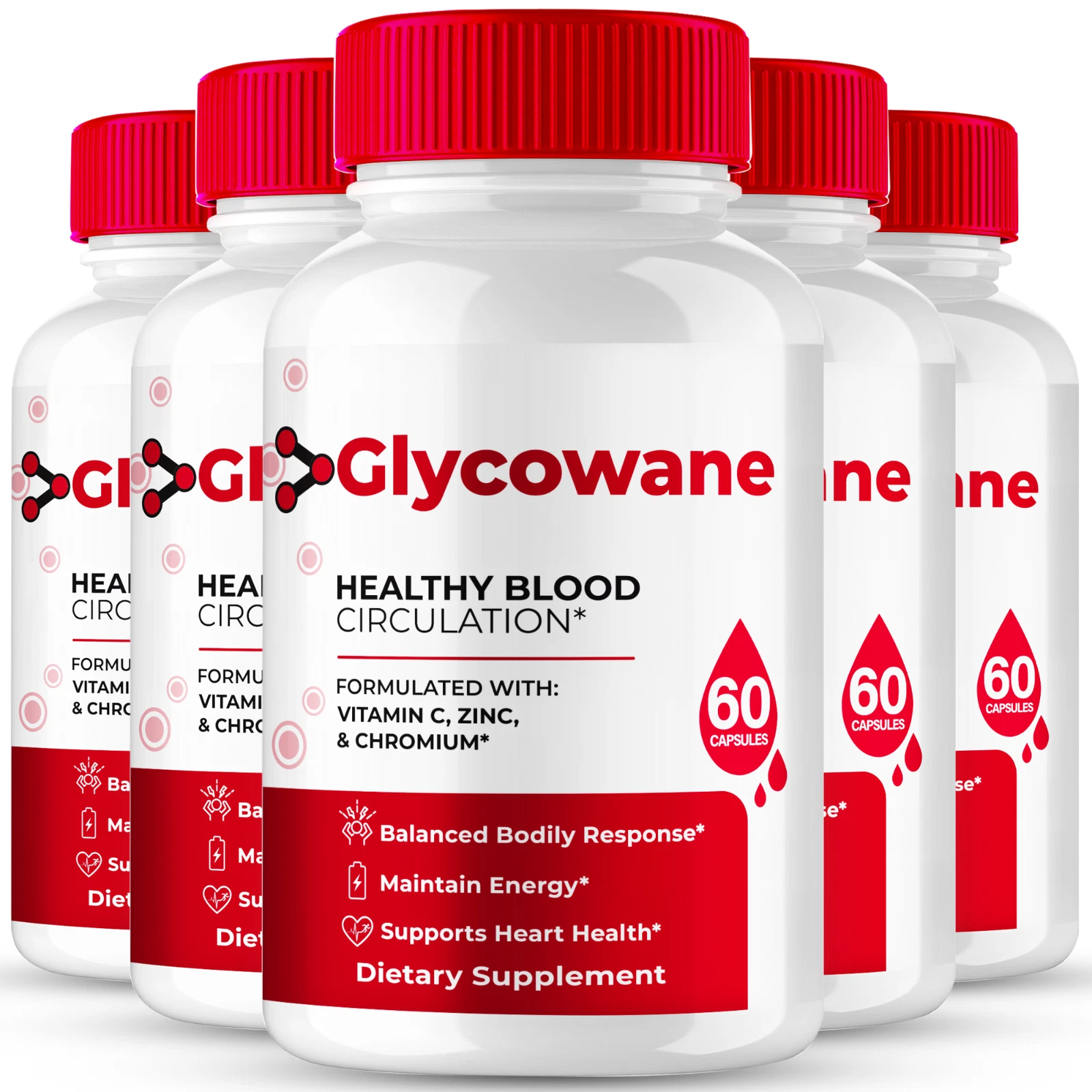(5 Pack) Glycowane Capsules, Blood Health Support Formula for Balanced Levels