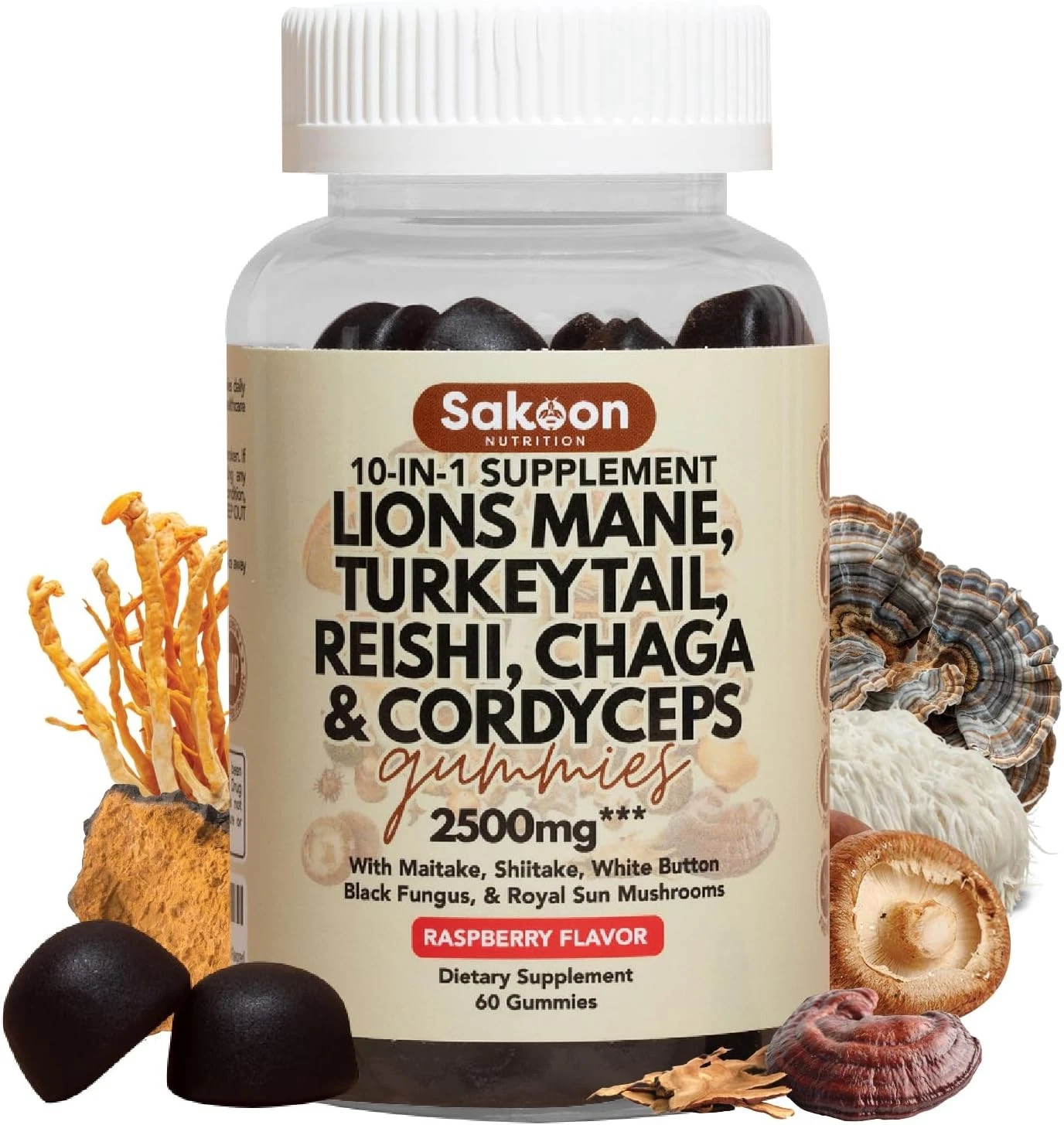 Sakoon nutrition Lions Mane Mushroom Gummies with Turkey Tail, Reishi &...