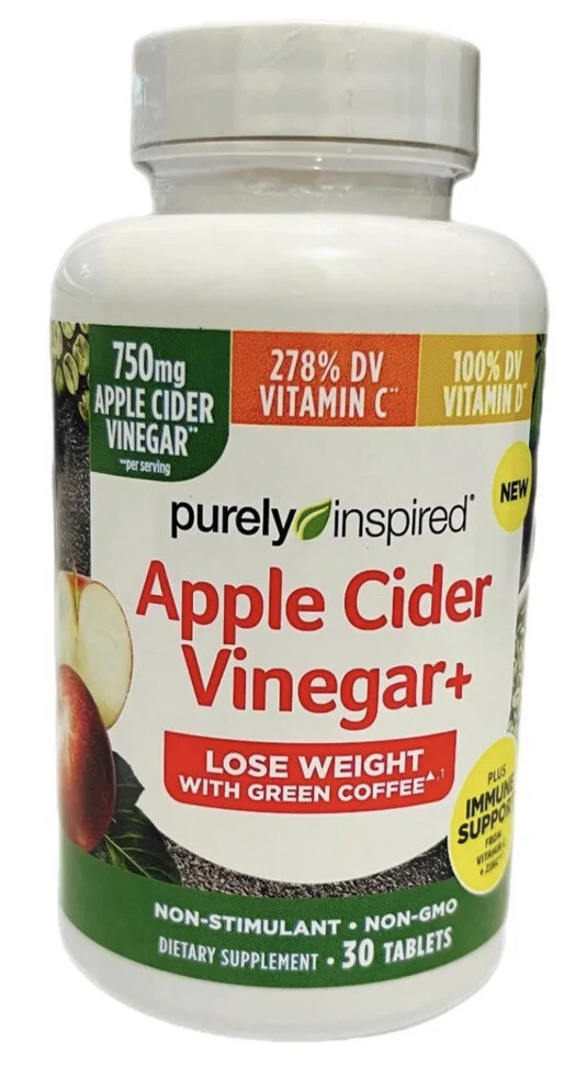 Weight Loss Purely Inspired Apple Cider Vinegar With Green Coffee 30 Tablets-NEW