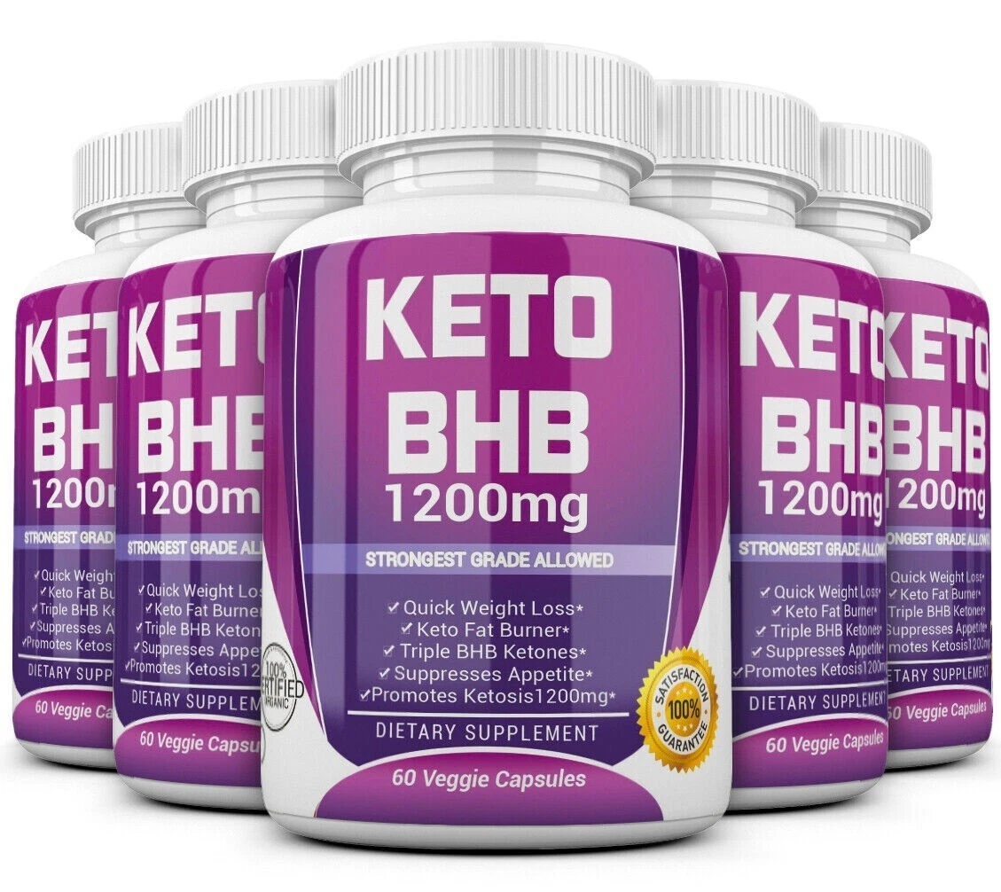 5 X KETO BHB 1200mg PURE Ketone FAT BURNER Weight Loss Diet Pills Ketosis
