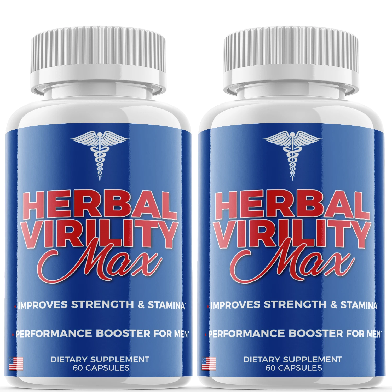 (2 Pack) Herbal Virility Max Men Pills for Male Support & Energy (120 Capsules)