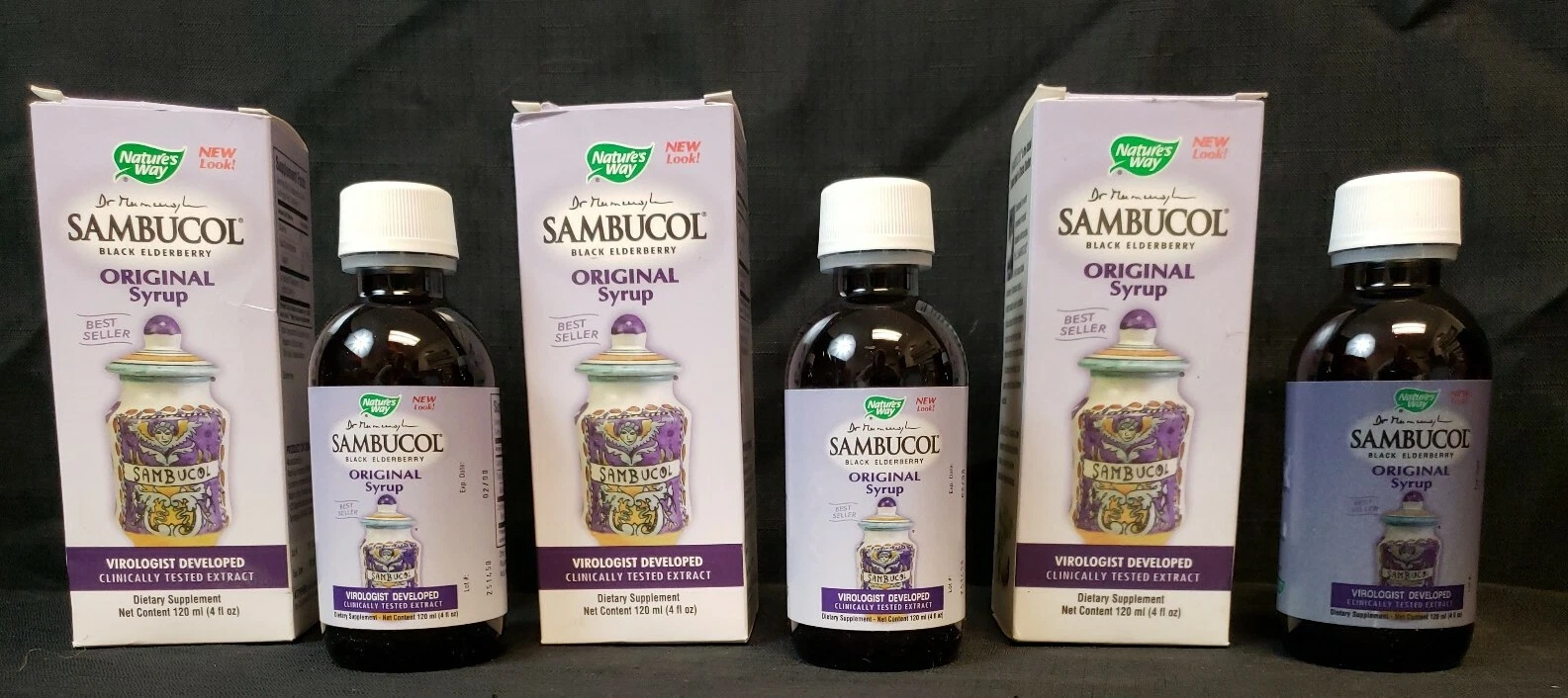Lot 3 Natures Way Original Sambucus Syrup Sambucol Black Elderberry 2008 EXPIRED