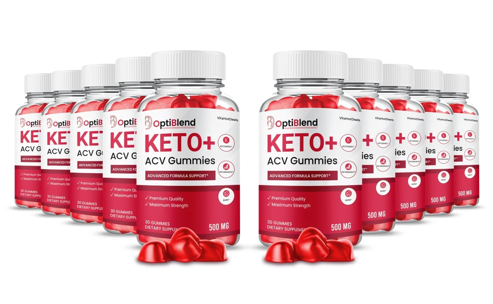 OptiBlend Keto ACV Gummies, Max Strength Formula, Opti Blend Keto (10 Pack)