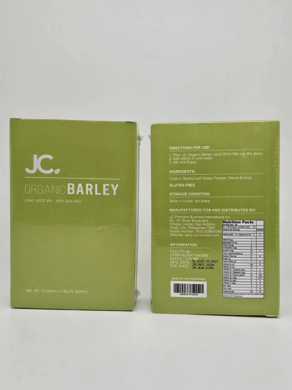 JC ORGANIC BARLEY JUICE WITH STEVIA from New Zealand