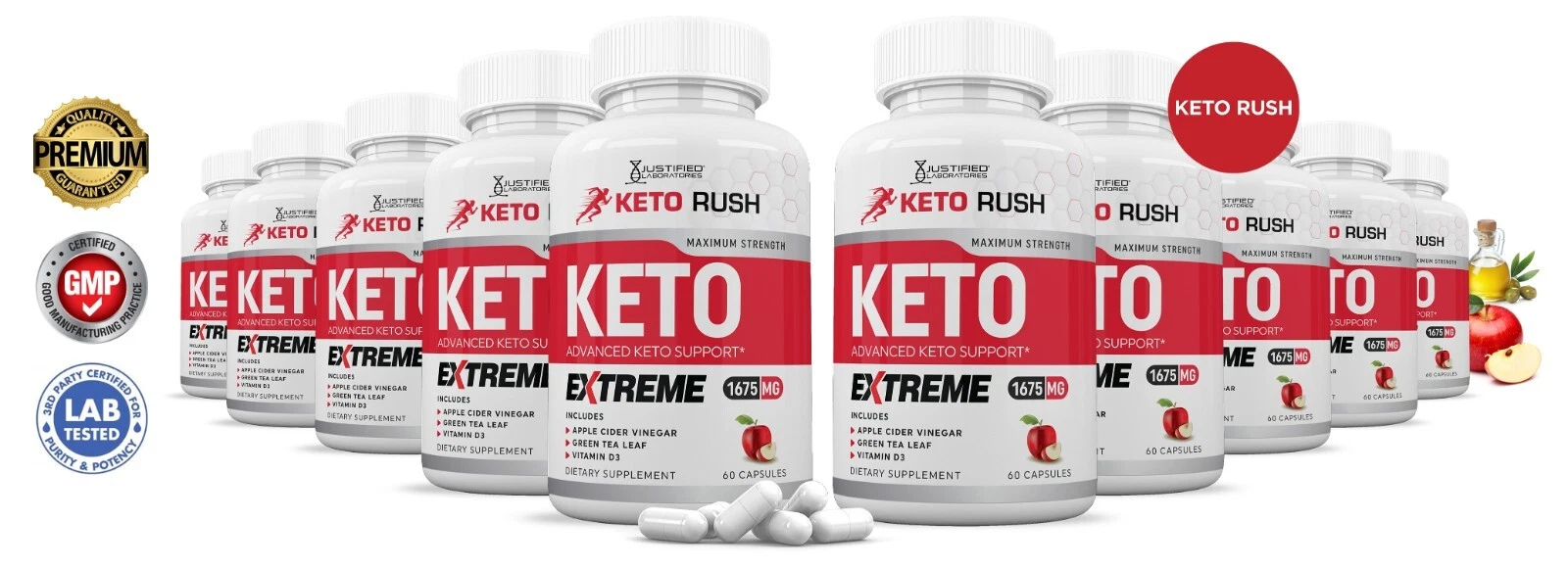 Keto Rush ACV Extreme Pills 1675 MG Stronger Than Gummies Keto Support 10 Pack