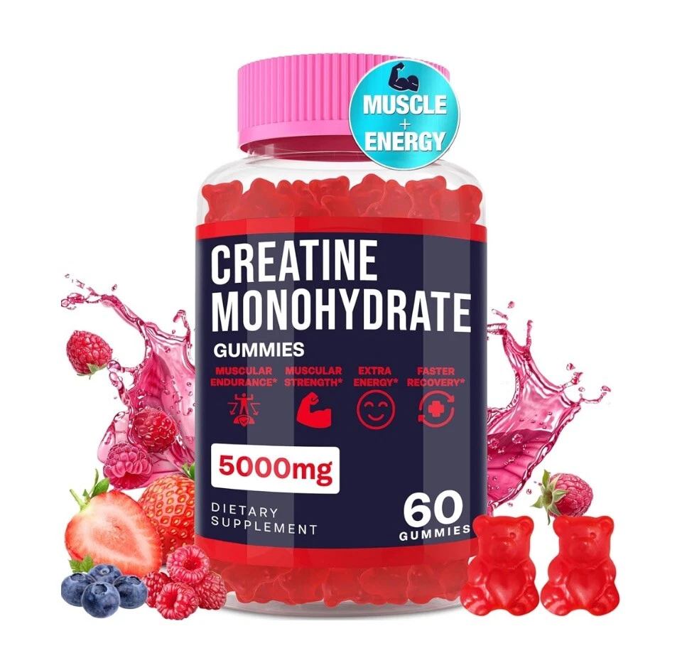 Creatine Monohydrate Gummies for Men & Women Taurine&B6 Chewable Creatine Sup...