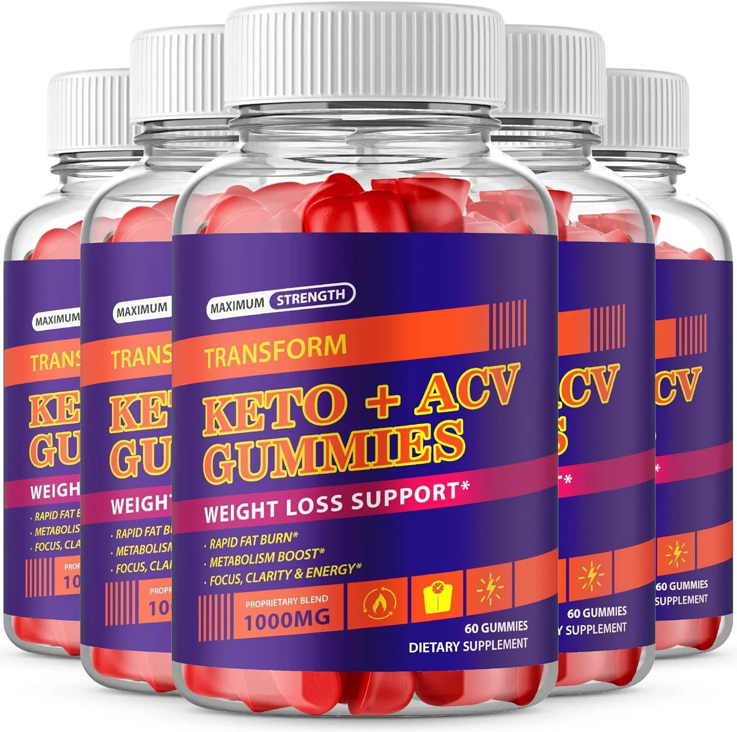 (5 Pack) Transform Keto ACV Gummies Weight Loss - 300 Gummies