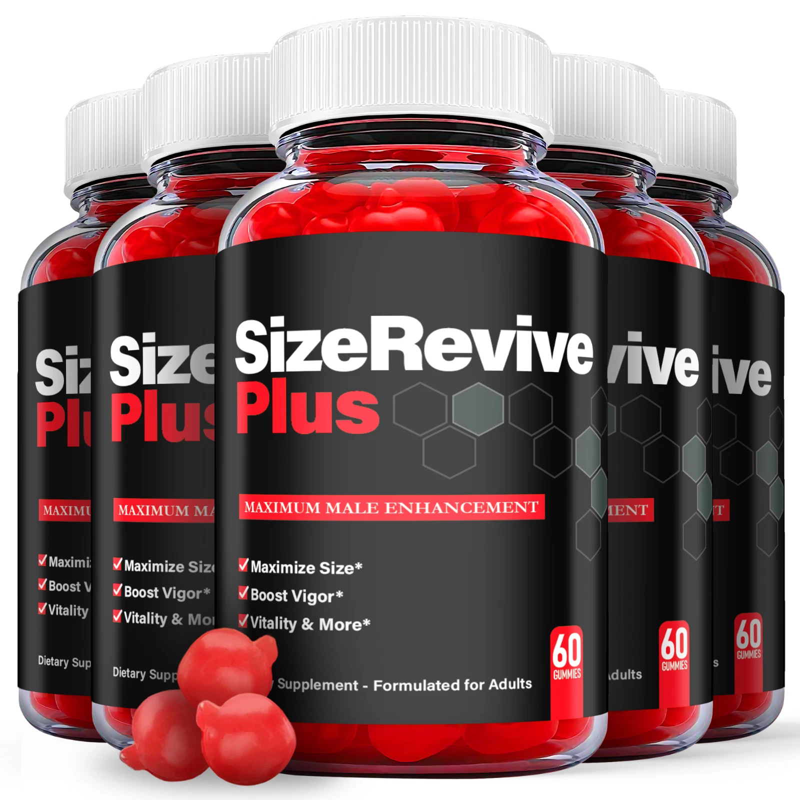 Size Revive Plus Male Enhancing Gummies - Men's Performance Support (5 Pack)