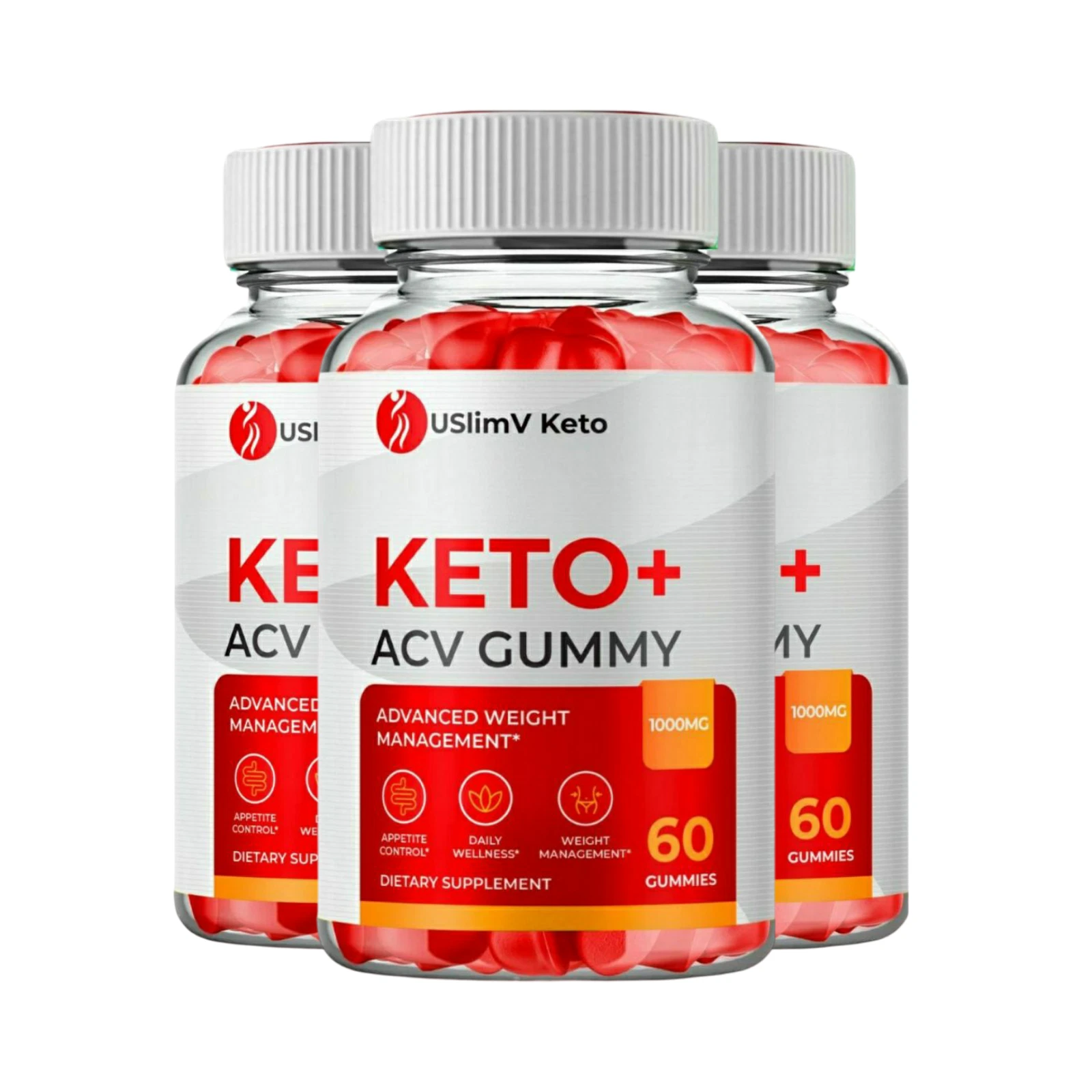 3-Pack USlimV Keto ACV Gummies, USlim V Weight Loss Supplement - 180 Gummies