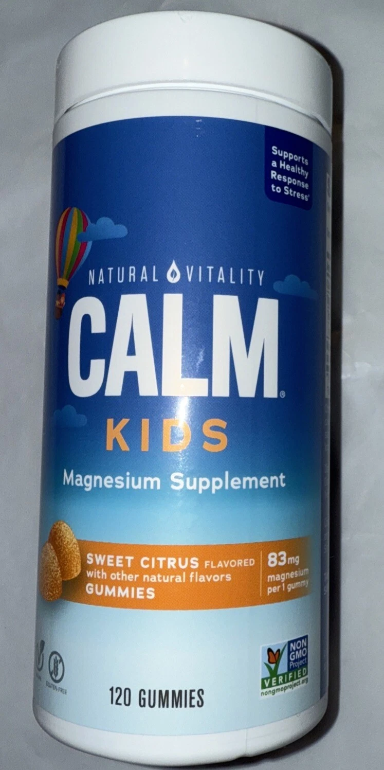 CALM KIDS MAGNESIUM SUPPLEMENT. NATURAL VITALITY 120 GUMMIES EXP 6/2026