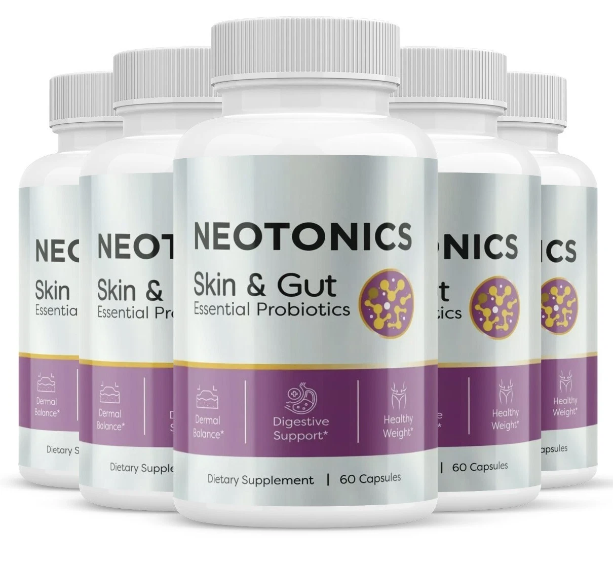 ( 5 Pack ) Neotonics Skin & Gut Probiotic Pills, Neotonics Skin Gut Heath Pills