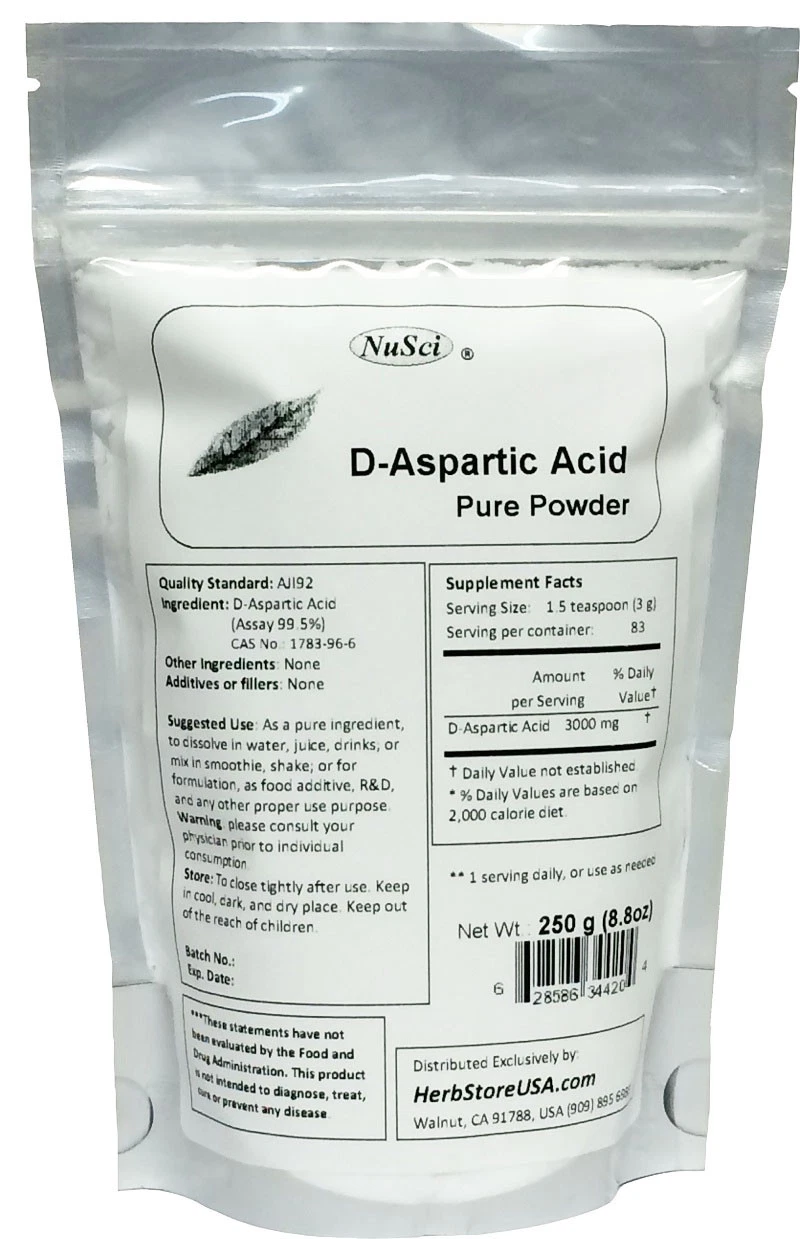 D-Aspartic Acid DAA Pure Powder 250g (8.8oz Muscle Building Energy Male Health