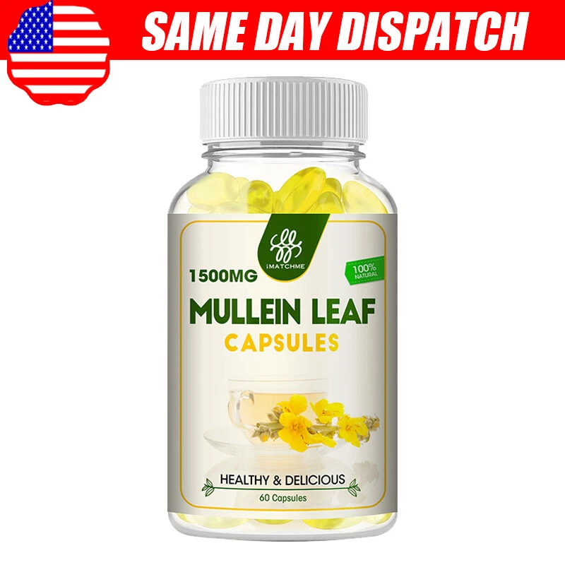 Mullein Leaf Capsules For Lung Cleansing & Detox Herbal Dietary Supplement