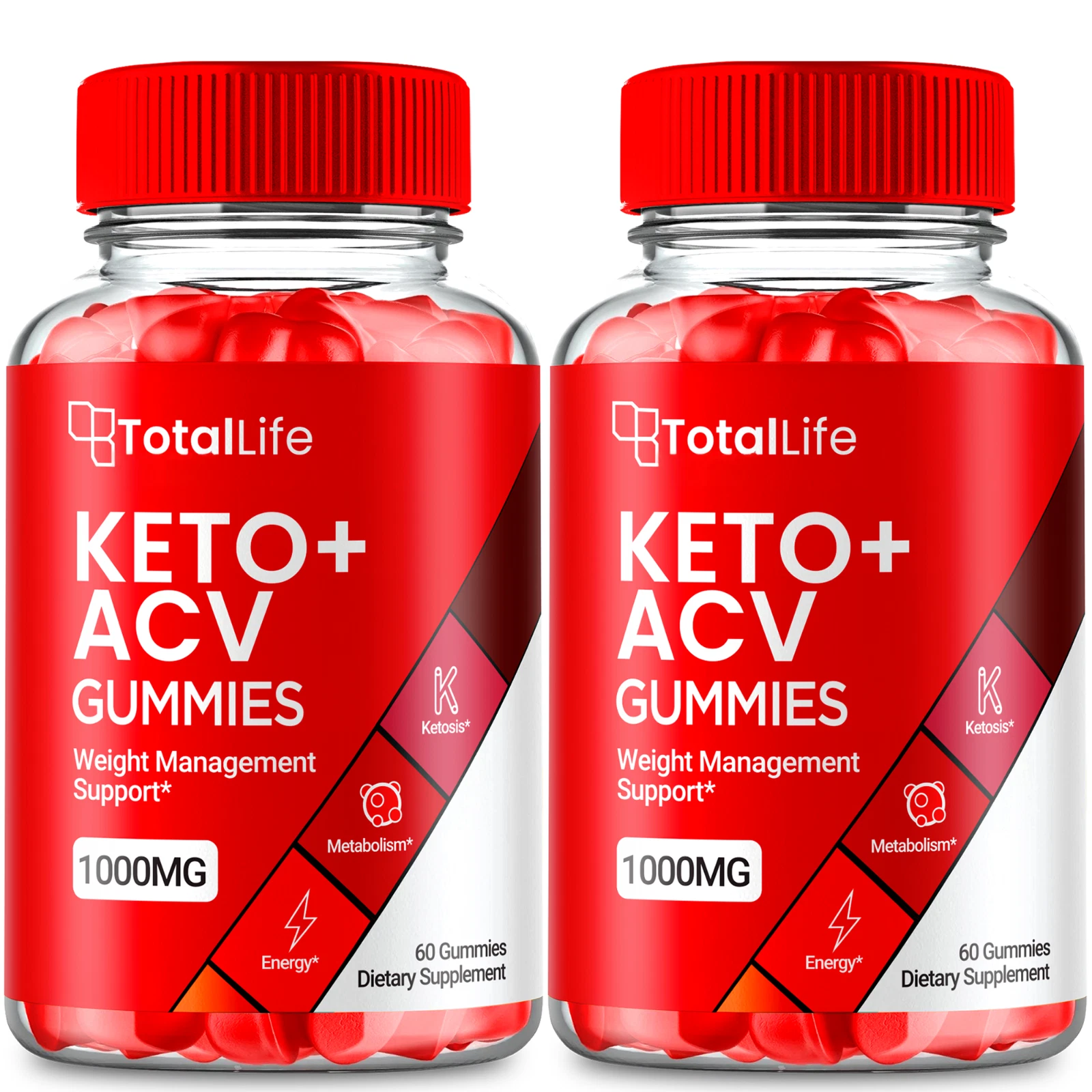 (2 Pack) Total Life Keto ACV Gummies, TotalLife Weight Loss Gummy (120 Gummies)