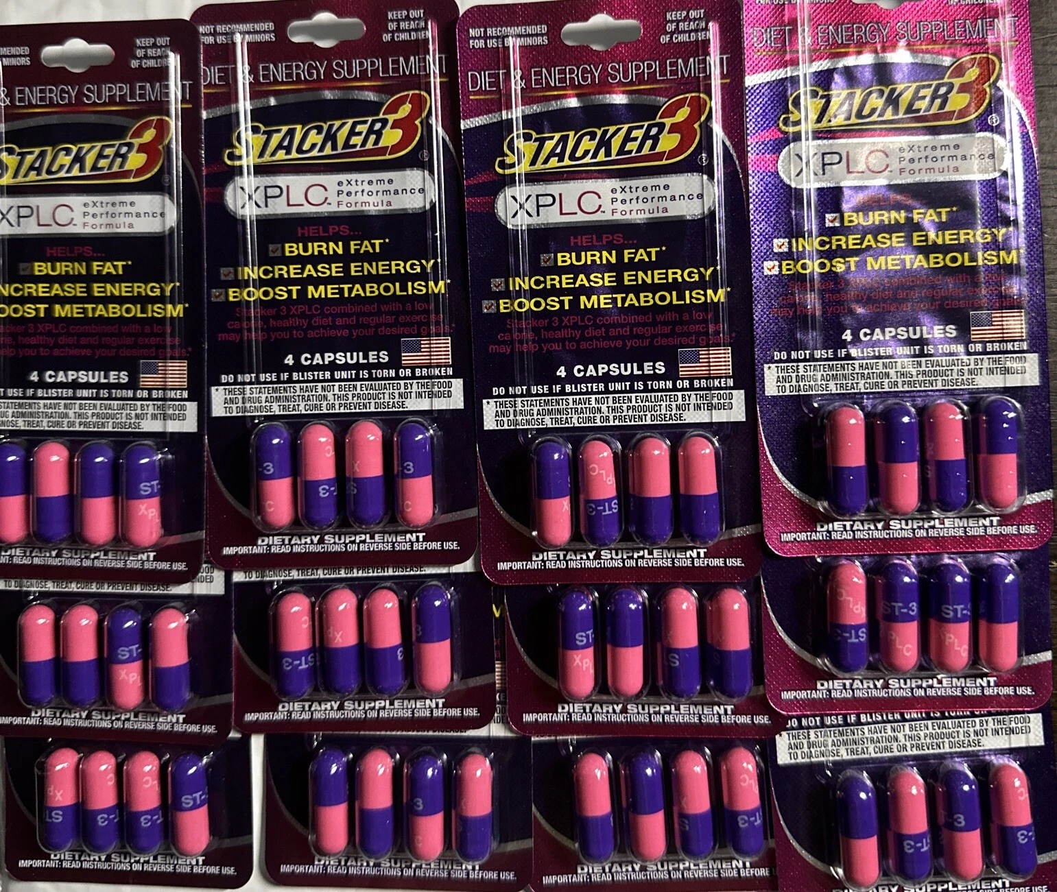 STACKER 3 XPLC Weight Loss Energy 12 Packs Of 4-48 Pills Free Ship Wholesale