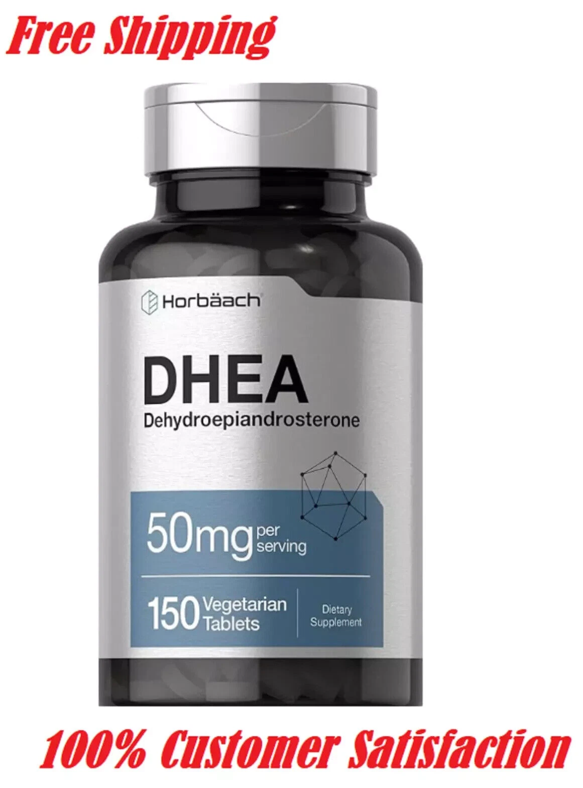 DHEA 50mg | 150 Capsules | Non-GMO, Gluten Free Supplement | by Horbaach