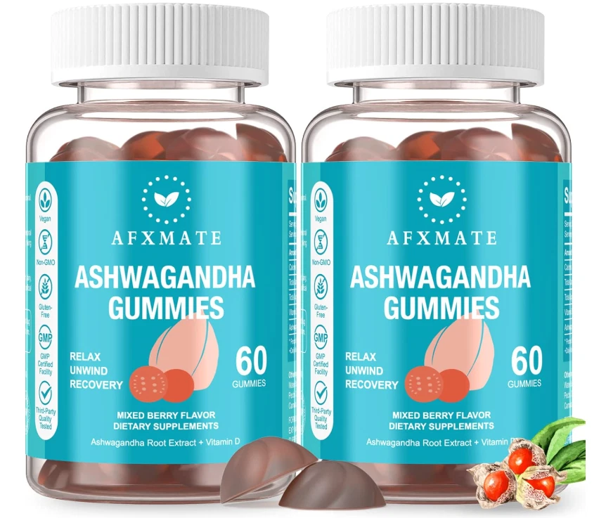 Ashwagandha & Vitamin D Gummies – 120 Count, Non-GMO, Sugar-Free