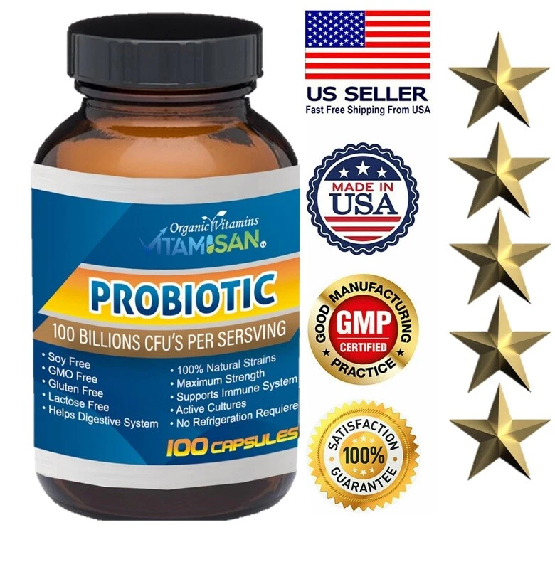 Probiotics 100 Billion CFU Potency Digestive Immune Health 100 Capsules