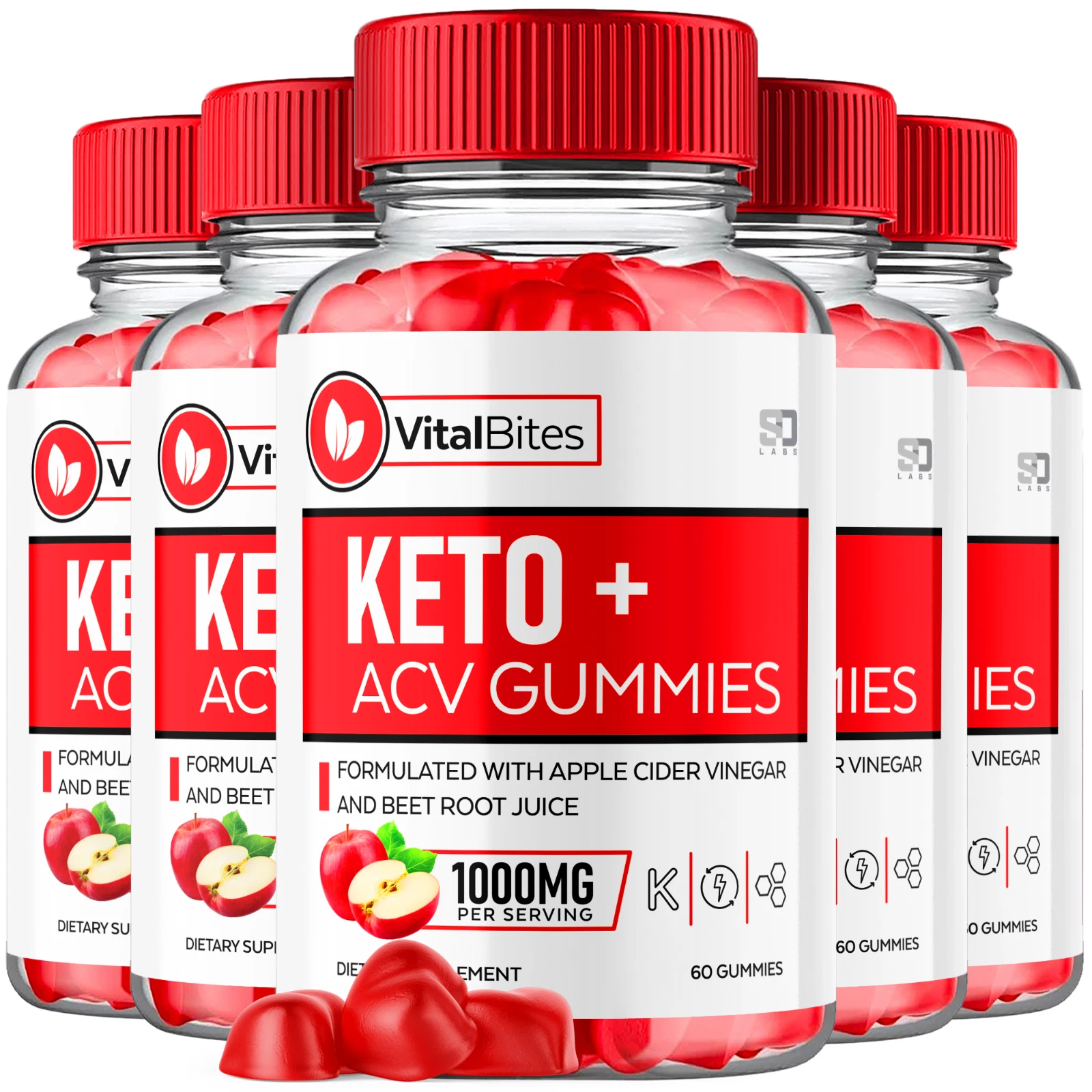 (5 Pack) Vital Bites Keto+ ACV Gummies - For Weight Management & Healthy Body