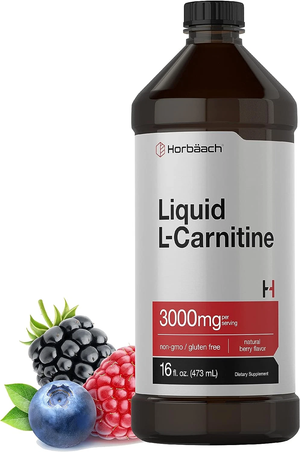 L-Carnitine Liquid 16 oz, 3000mg, Non-GMO Gluten Free Supplement, by Horbaach