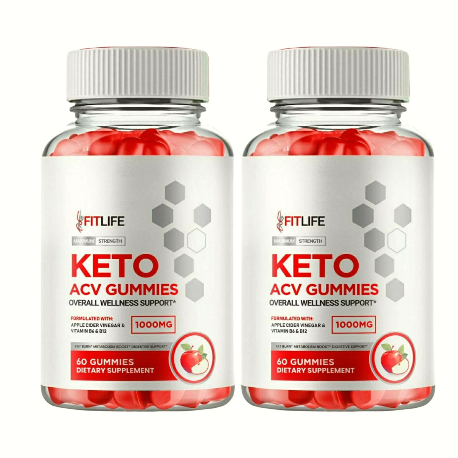 2-Pack FitLife Keto ACV Gummies, Fit Life Weight Loss Supplement - 120 Gummies