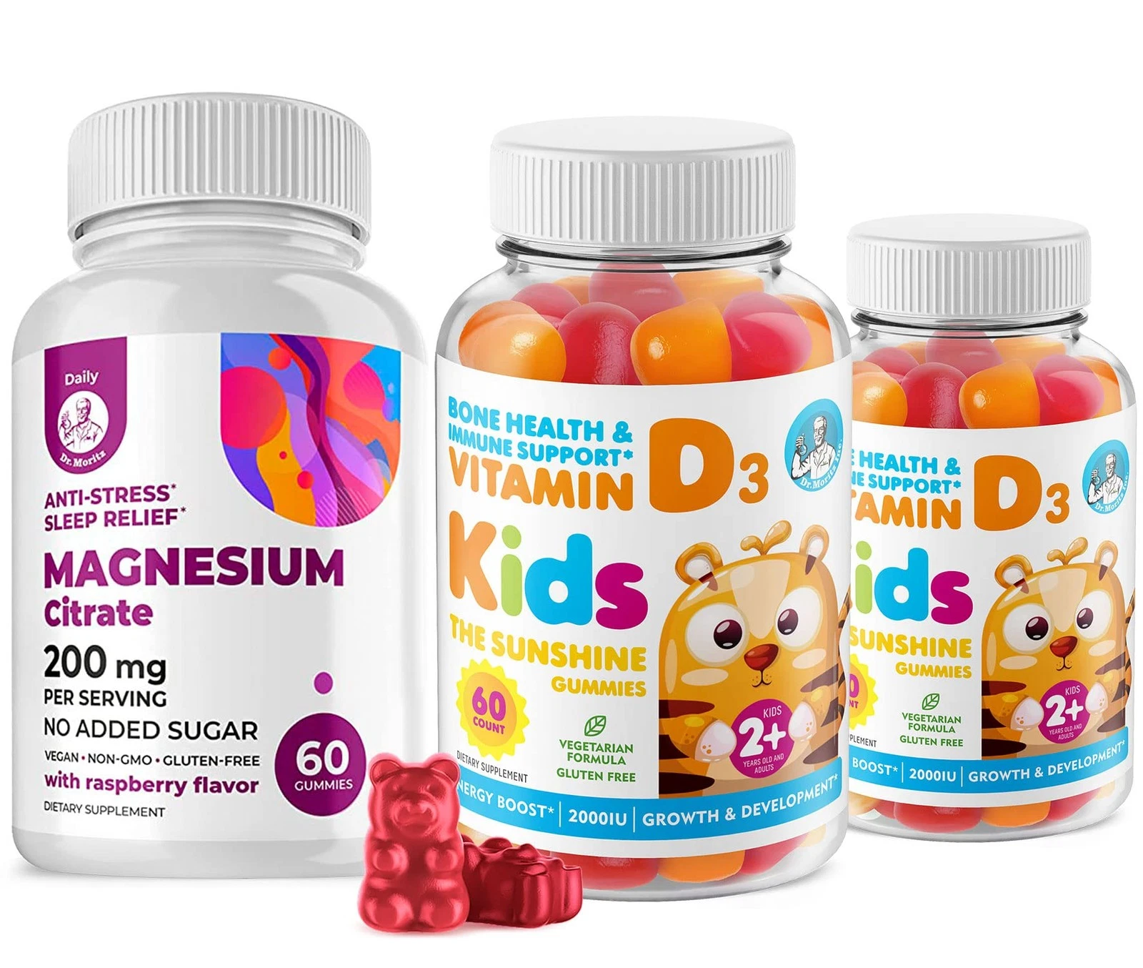 Vitamin D Gummies for Kids&Adults 2000 IU and Magnesium Gummies - Healthy