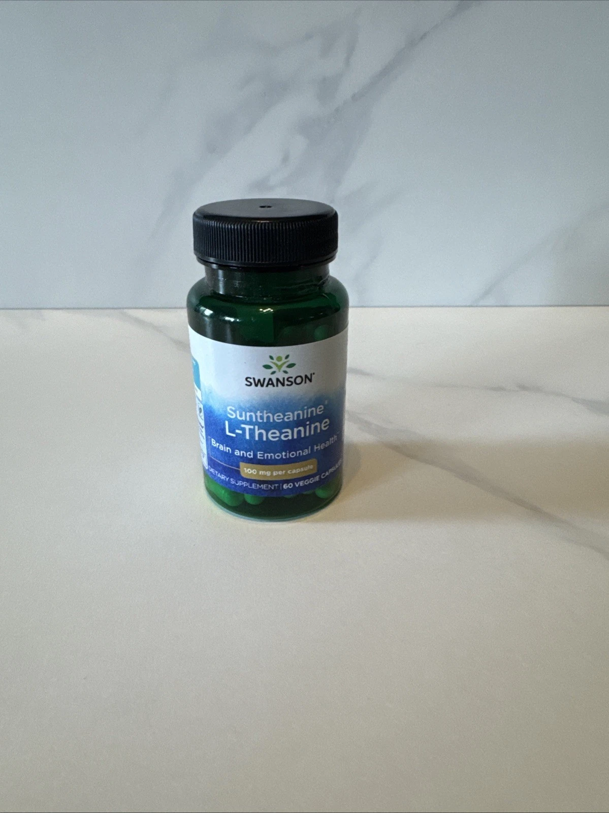 Swanson Suntheanine L-Theanine 100 mg 60 Veggie Capsules Exp 08/2026 New Sealed