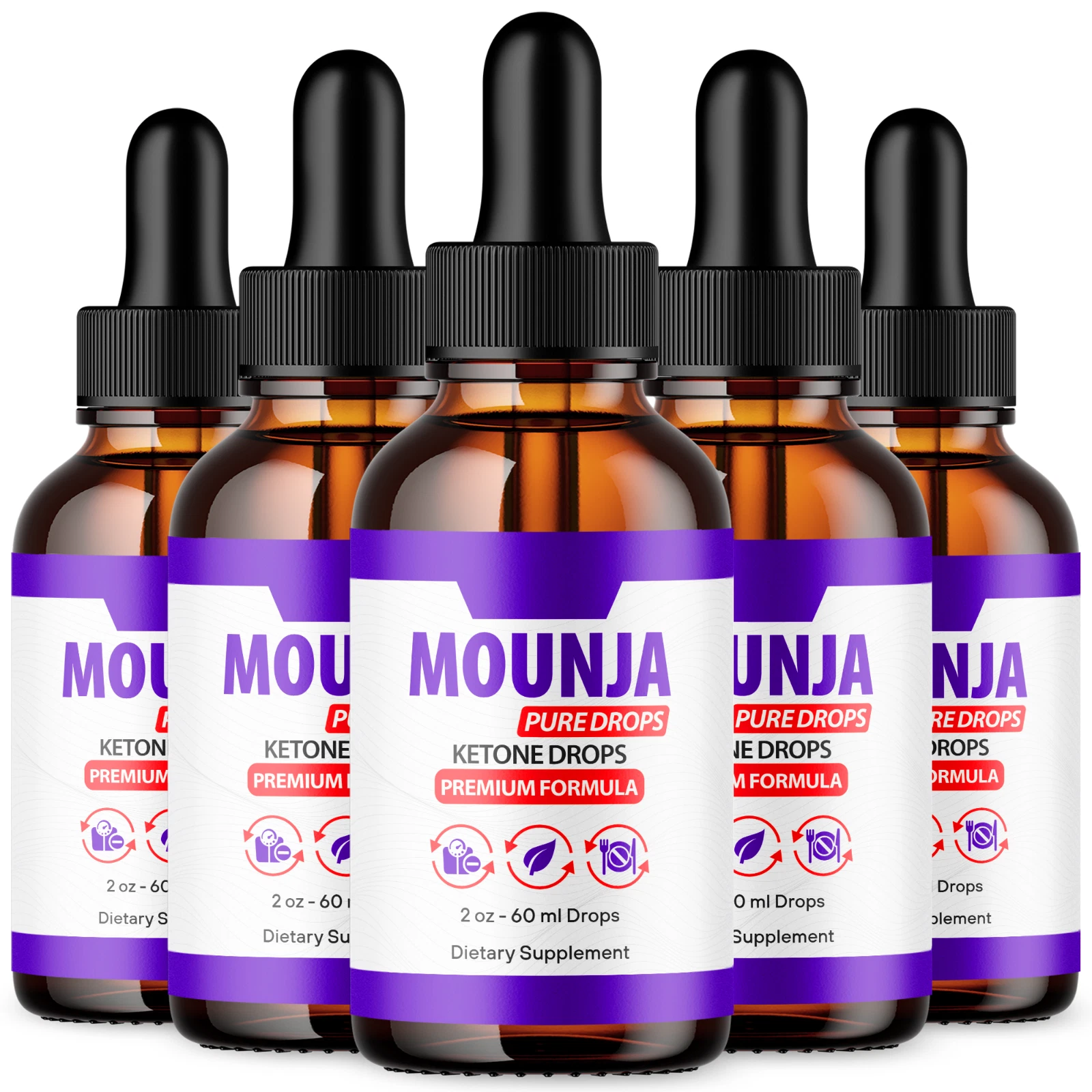 Mounja Pure Drops Max Strength Keto Formula Weight Management Supplement 5 Pack
