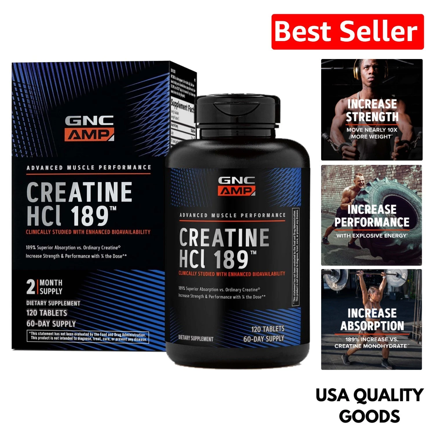 120 Count AMP Creatine HCl 189 - Power Up Muscle Recovery & Athletic Performance