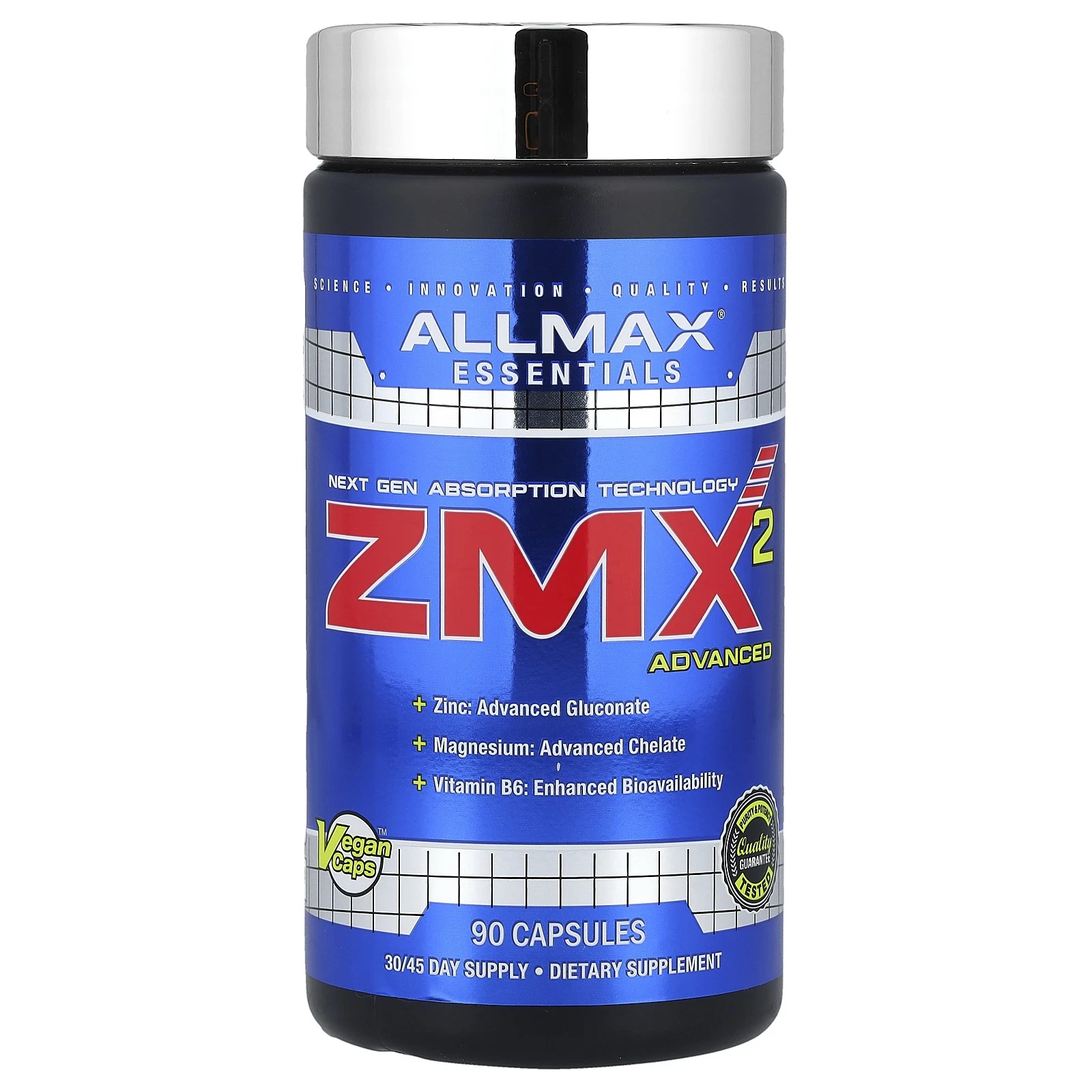 ALLMAX Nutrition ZMX2 High-Absorbtion Magnesium Chelate 90 Capsules Gluten-Free,