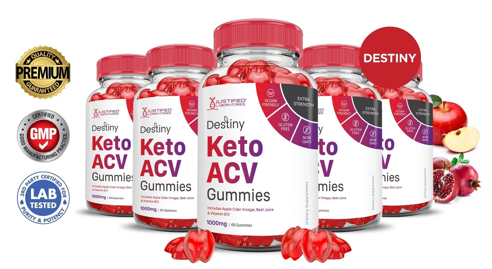 Destiny Keto ACV Gummies 1000MG Apple Cider Vinegar 300 Gummys