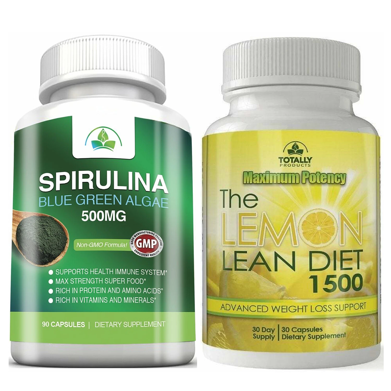 Spirulina Algae Immune Health & Lemon Lean Supports Weight Loss Dietary Capsules